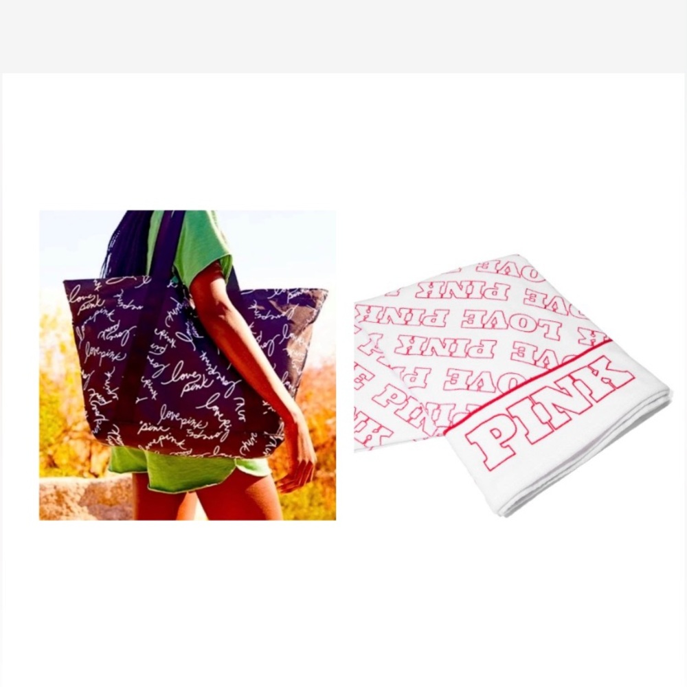 PINK VS Beach Tote and Towel